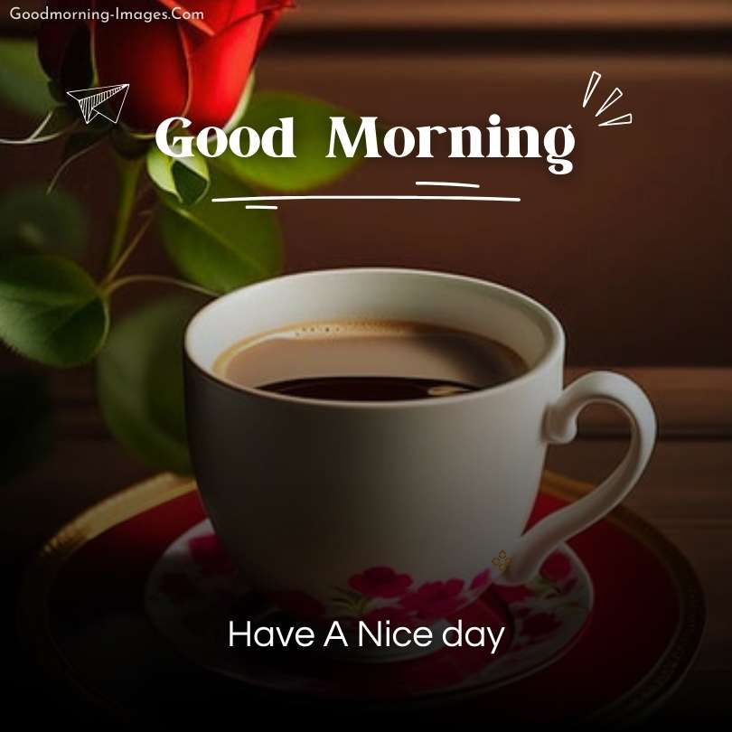 Good Morning Flower HD Images with coffee